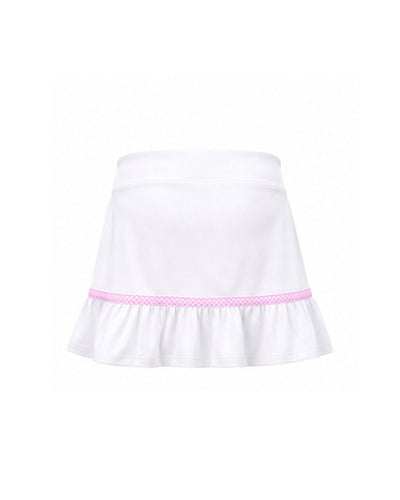 White skirt with pink trim on a white background
