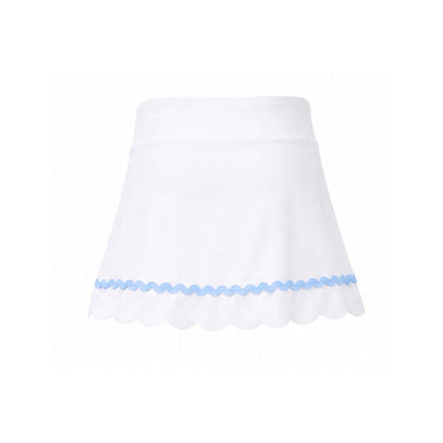 White skirt with blue trim on a white background